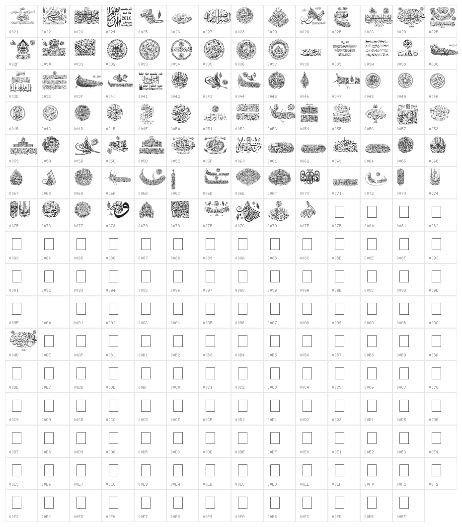 My Font Quraan 7 Character Map