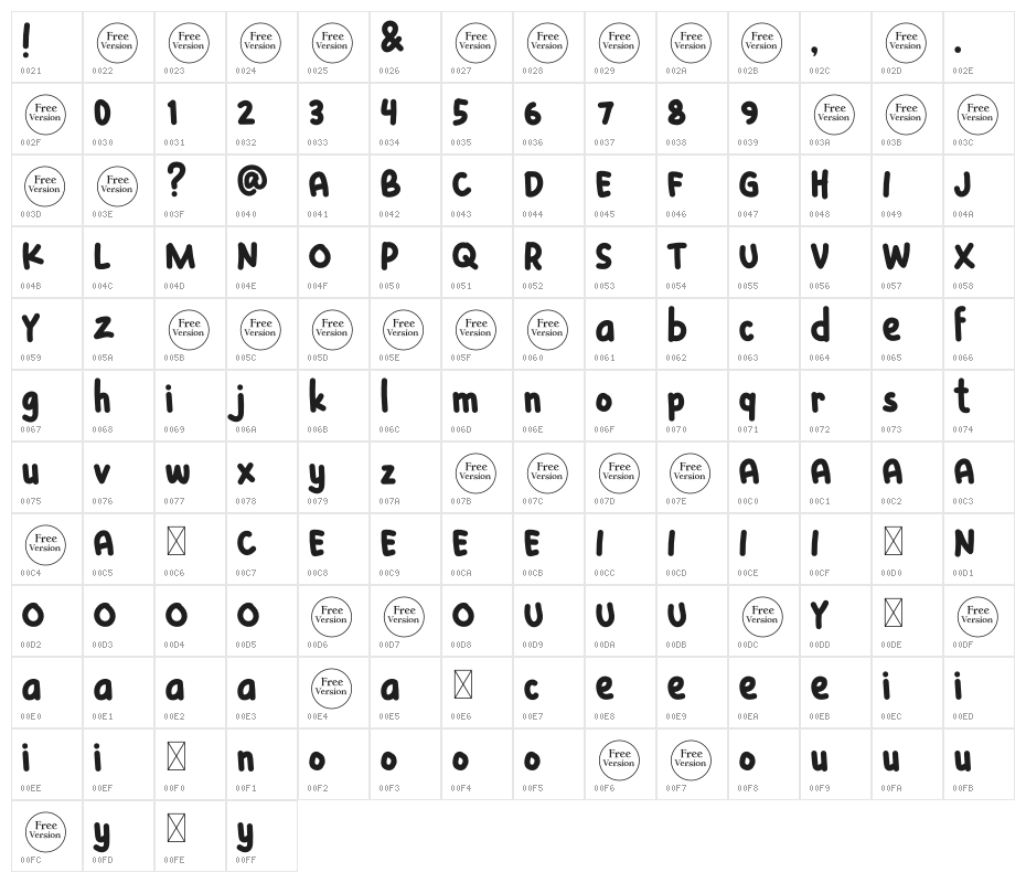 My Home Free Trial Regular Character Map