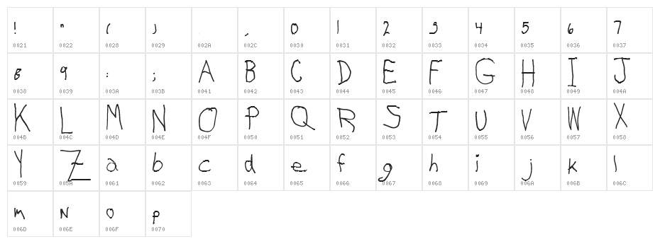 My Left Font Character Map
