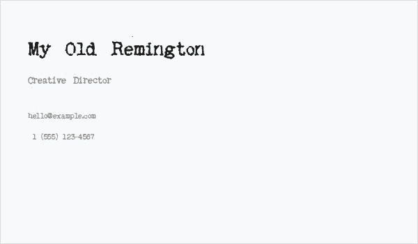 My Old Remington Business Card