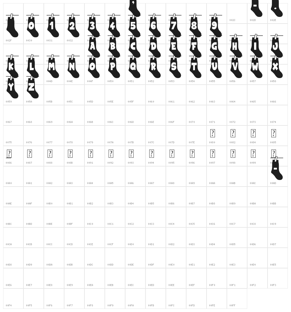 My Socks Line Character Map