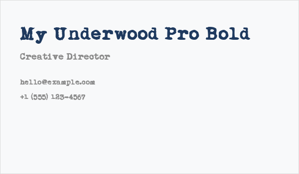 My Underwood Pro Bold Business Card