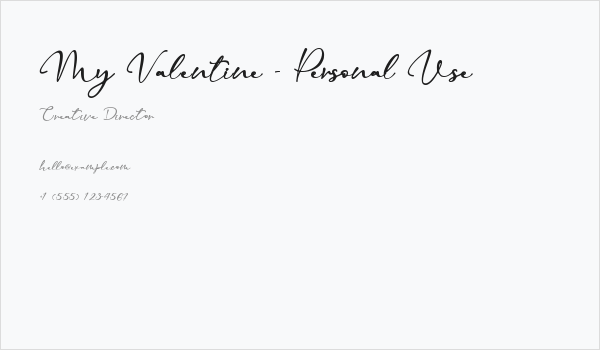 My Valentine - Personal Use Business Card
