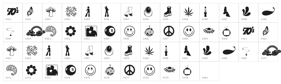 My70sDingOT Character Map