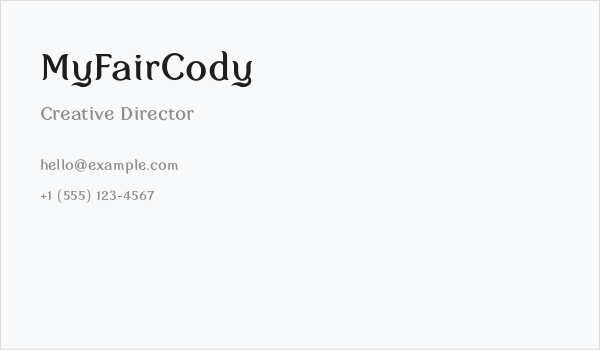 MyFairCody Business Card