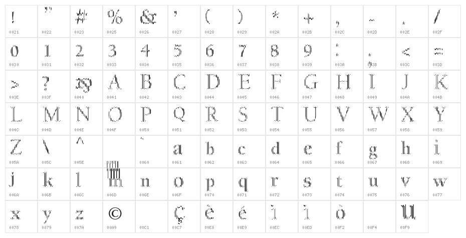MyFontCode Regular Character Map
