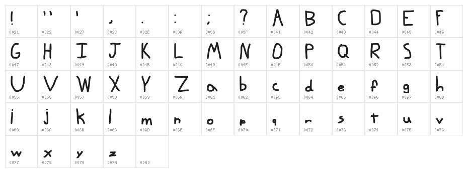 Myfontlucas Regular Character Map
