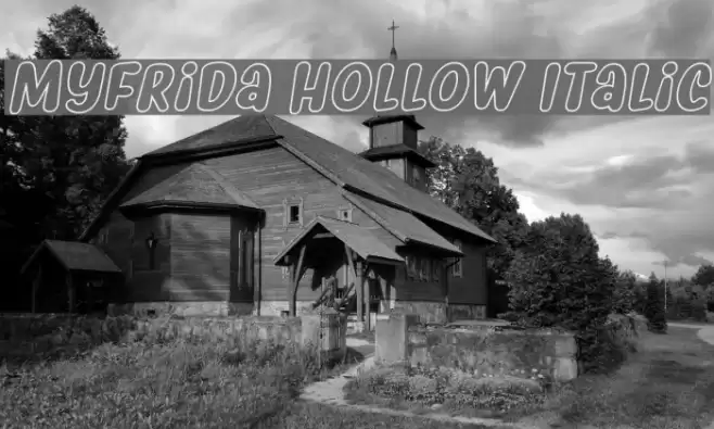 Myfrida Hollow Italic Font examples