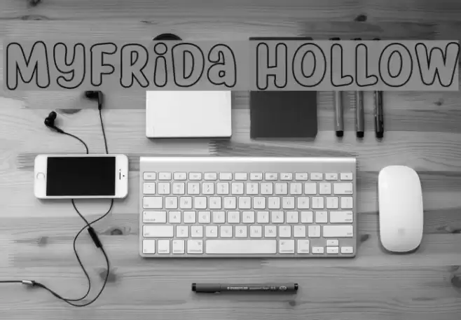 Myfrida Hollow Font examples