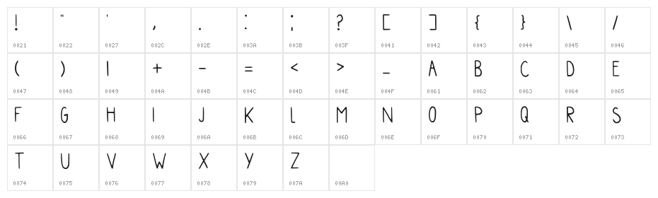Myhandwriting Regular Character Map