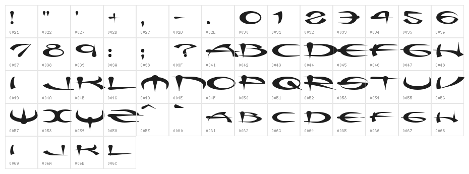 Myque Straight Character Map
