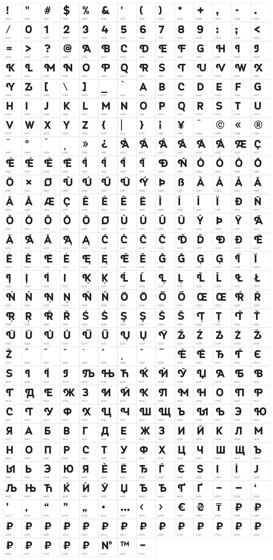 Myra4FCaps-Bold Character Map