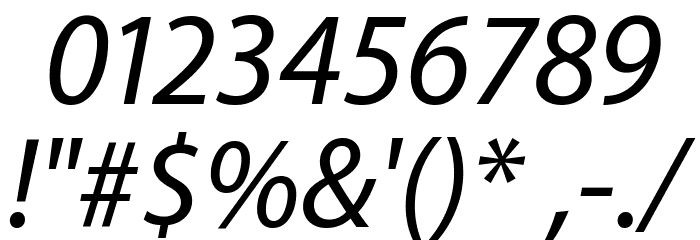 Myriad Apple MediumItalic Font OTHER CHARS