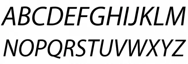 Myriad Apple MediumItalic Schriftart Groß