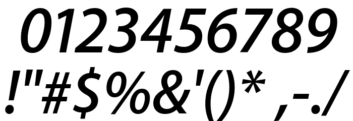 Myriad Apple SemiboldItalic Font OTHER CHARS