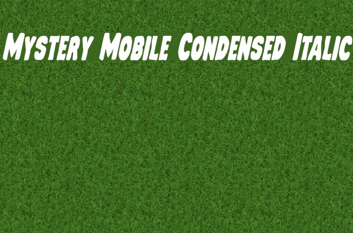 Mystery Mobile Condensed Italic Font examples