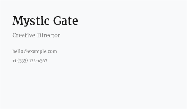 Mystic Gate Business Card