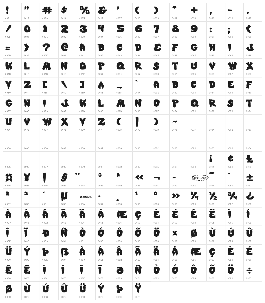 Mystic Singler Expanded Character Map