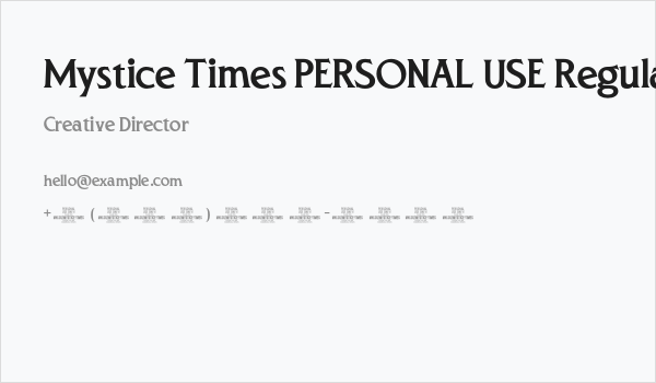 Mystice Times PERSONAL USE Regular Business Card