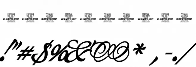 Myteri Script PERSONAL USE ONLY Bold Italic PERSONAL USE ONLY Font OTHER CHARS