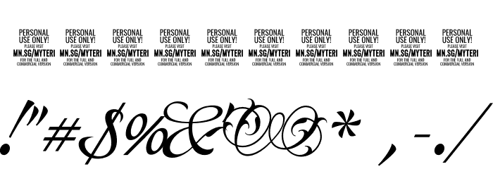 Myteri Thin PERSONAL USE ONLY PERSONAL USE ONLY Font OTHER CHARS
