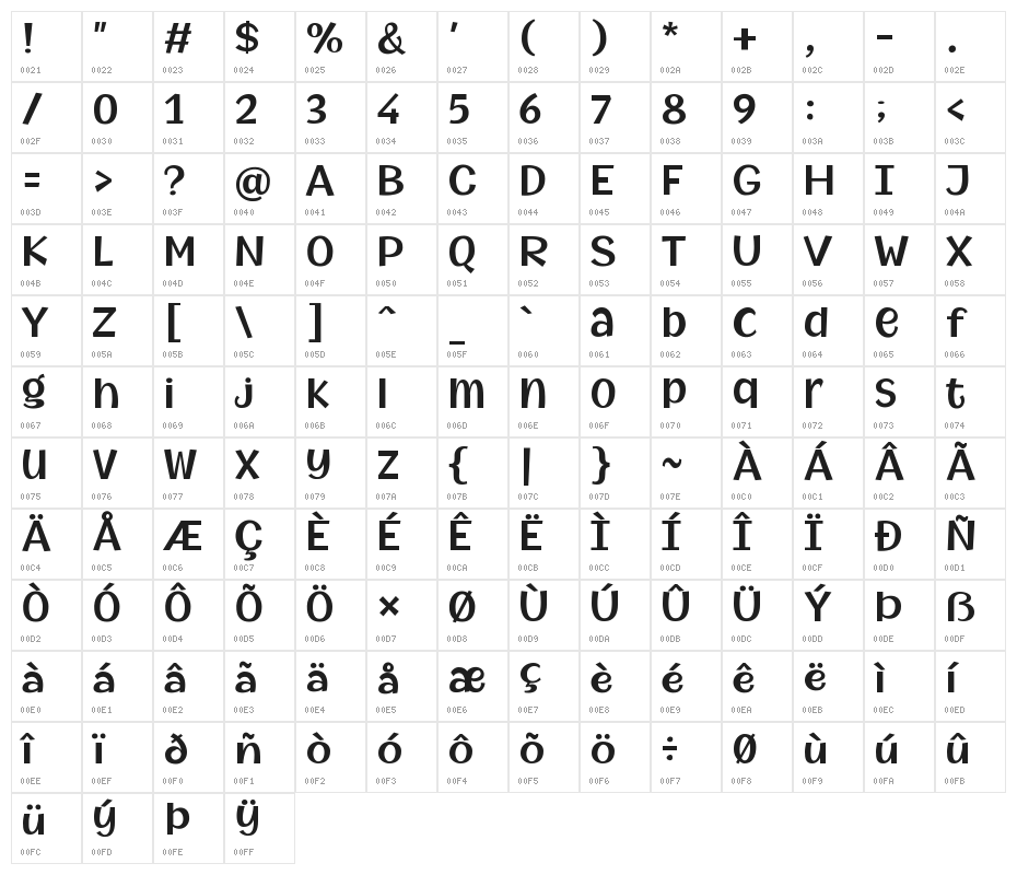 MythicalGarden-SemiBold Character Map