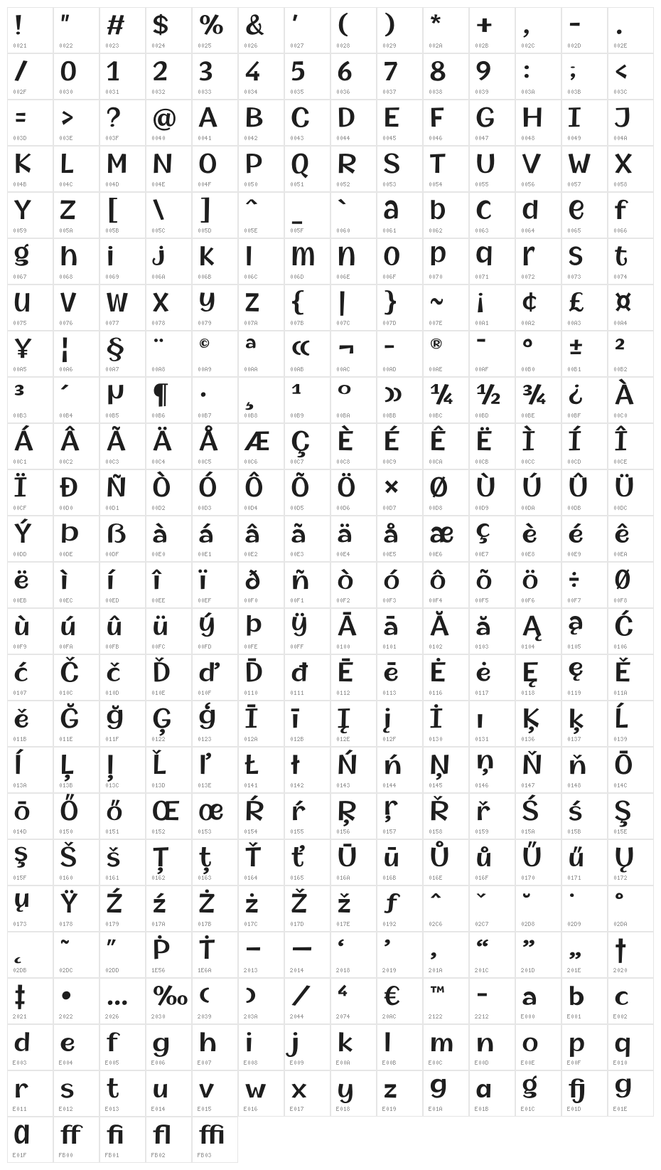 MythicalGarden-SemiBold Character Map