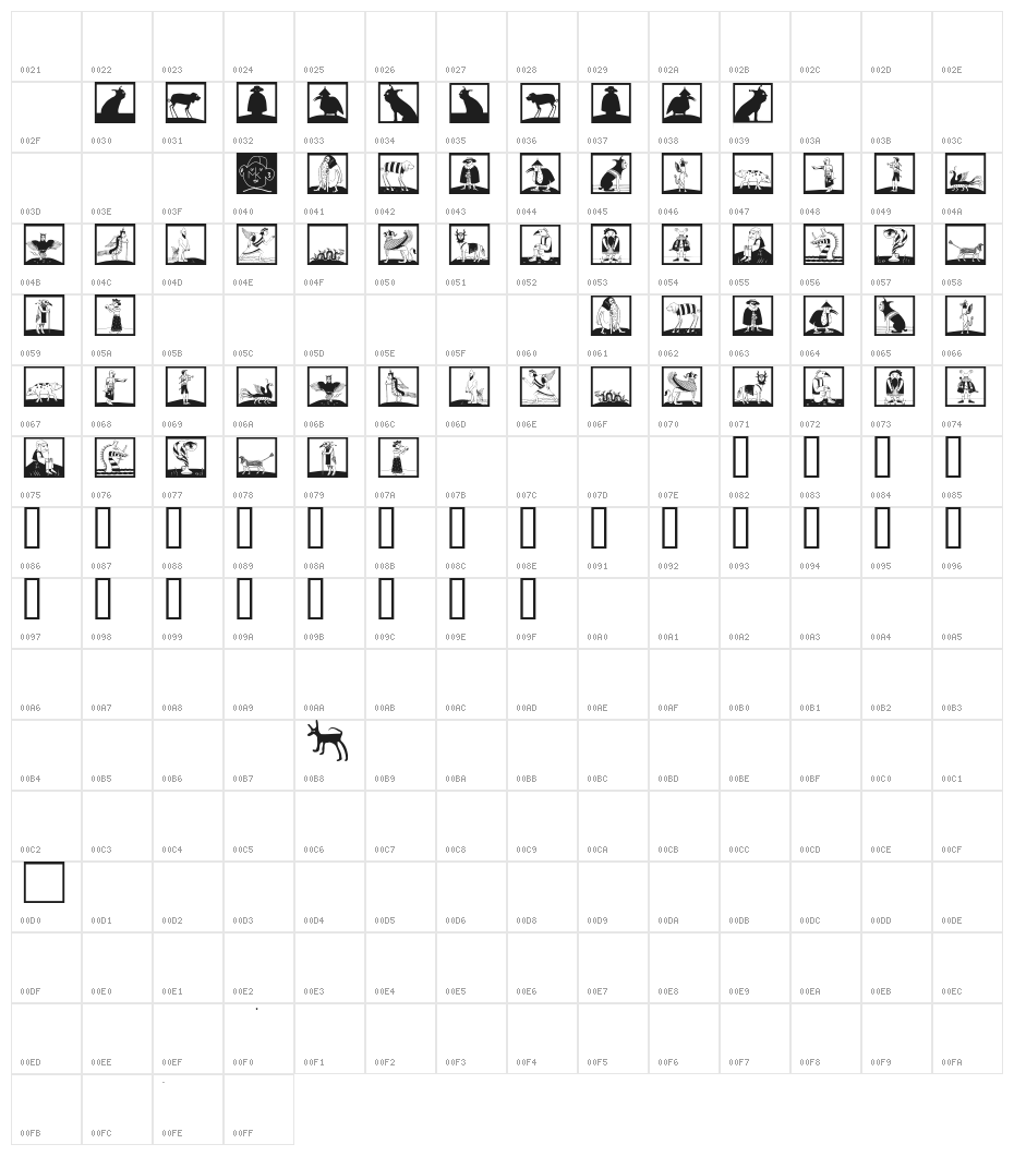 MythologicalSquares Character Map