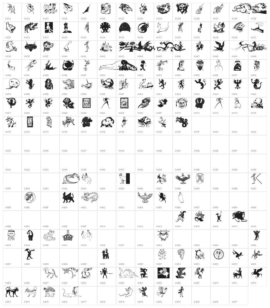 MythologicalsOne Character Map