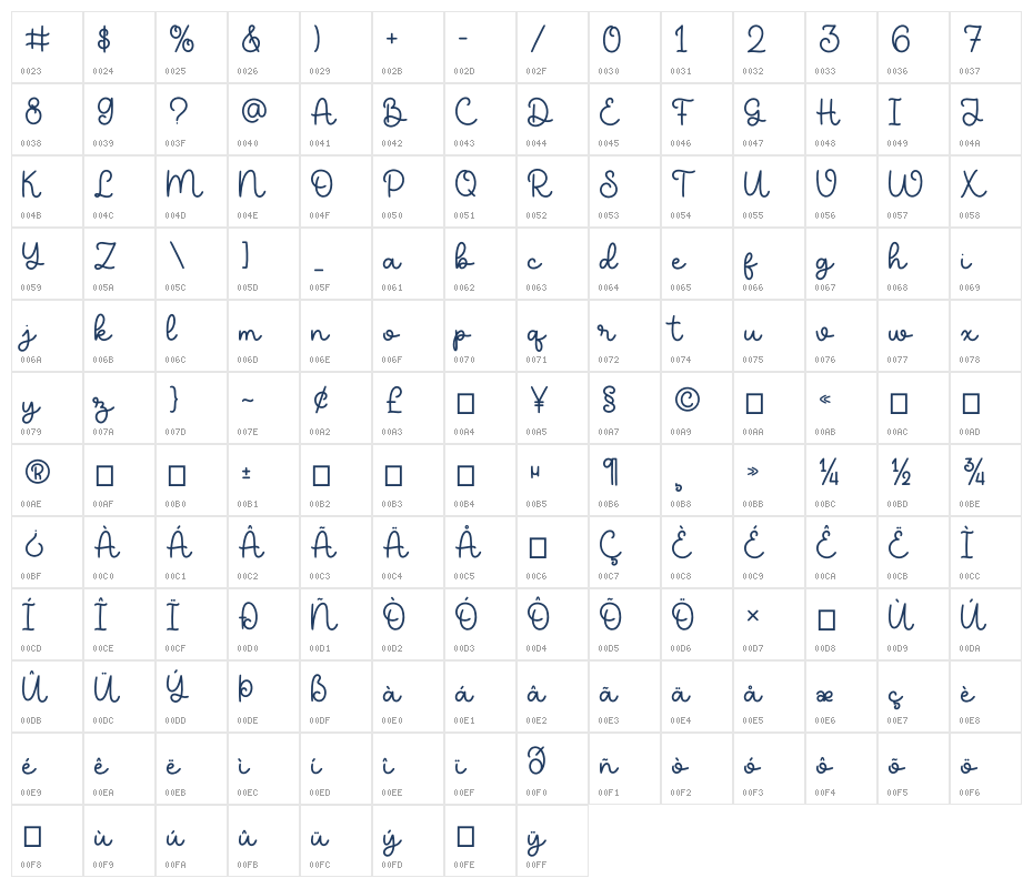 myheart1 Character Map