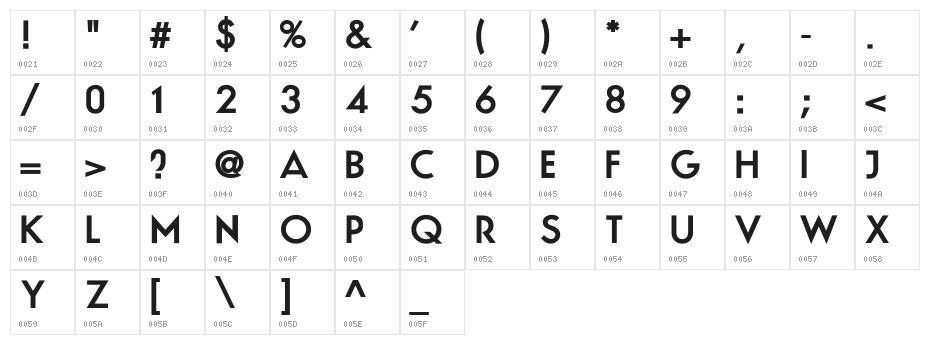 N.O.- Movement Bold Character Map