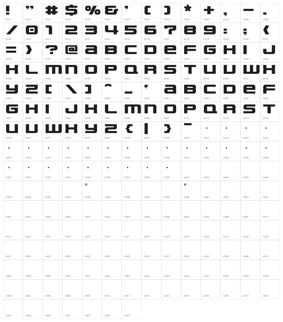 NAKAMURA Character Map