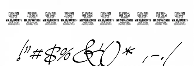 NacinthPERSONALUSEThin Font OTHER CHARS