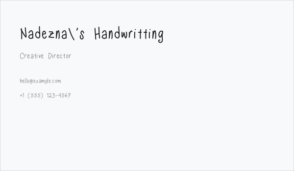 Nadezna's Handwritting Business Card