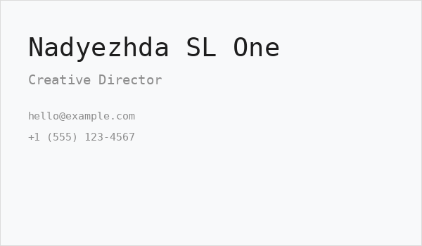 Nadyezhda SL One Business Card