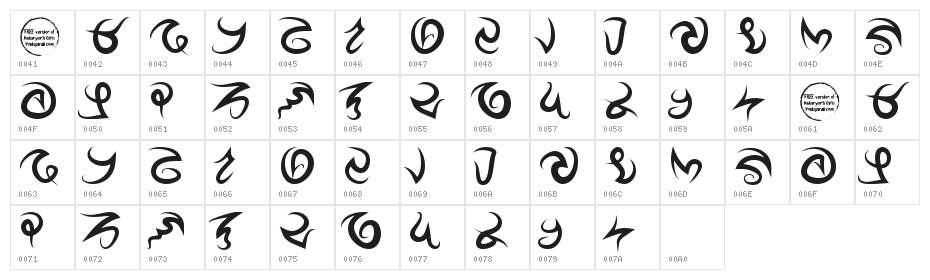 Nakaryon's Gifts Bold Character Map