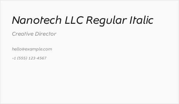Nanotech LLC Regular Italic Business Card