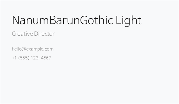 NanumBarunGothic Light Business Card