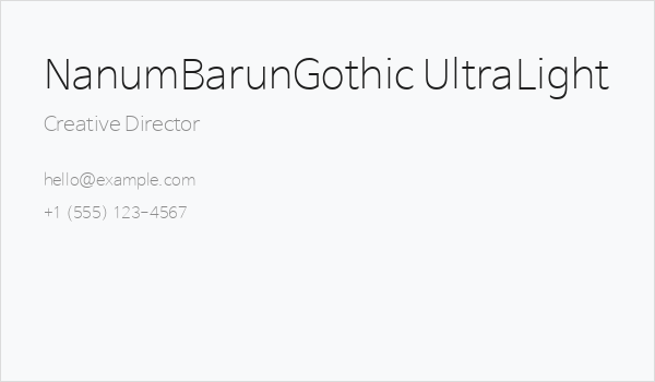 NanumBarunGothic UltraLight Business Card