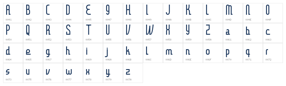Naraba Regular Character Map