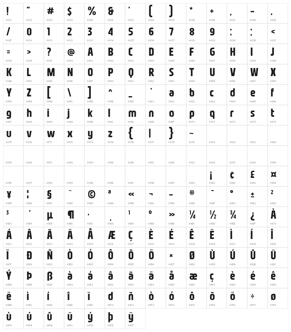 Nasional Sans Bold Character Map