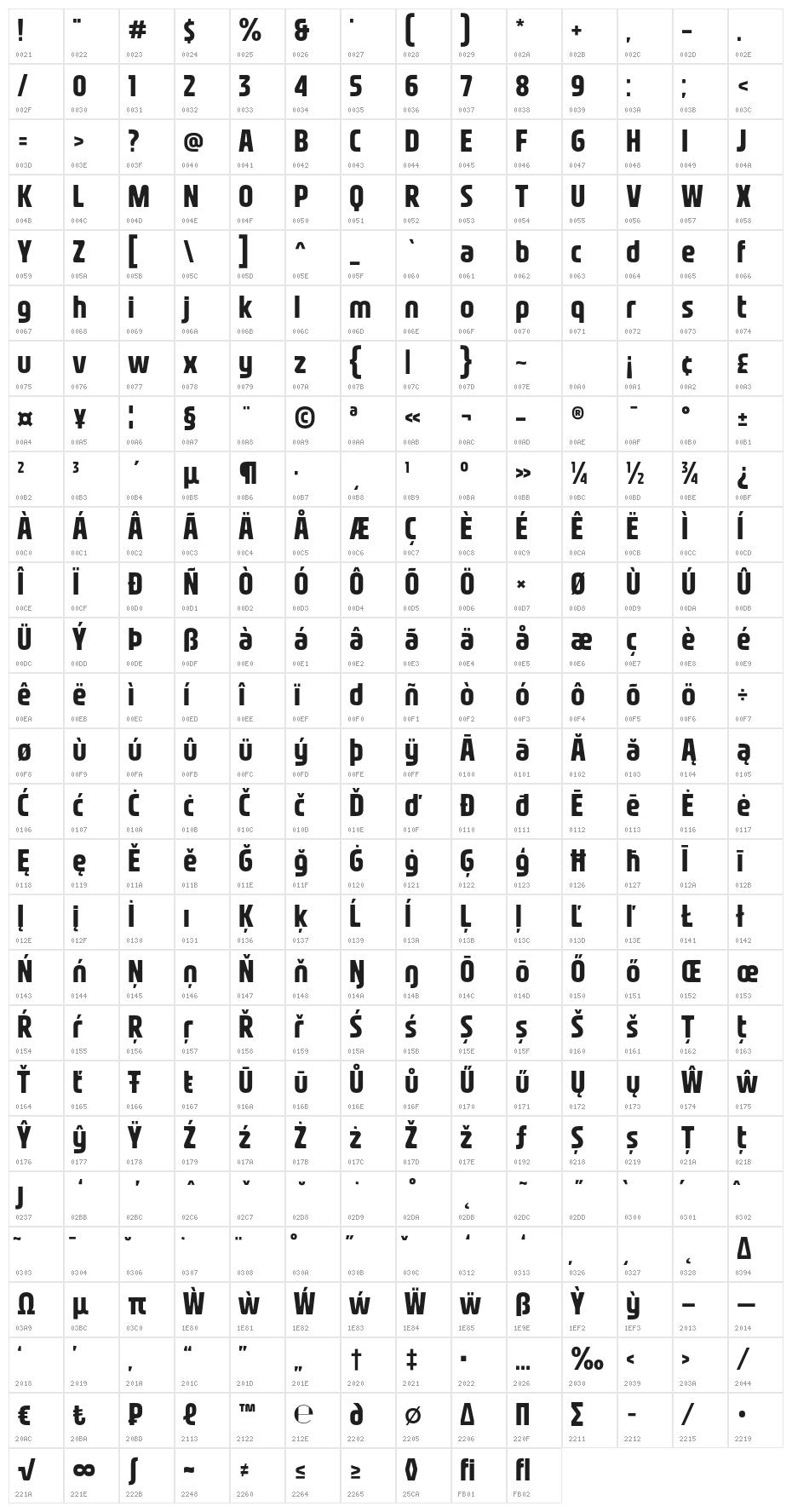 NasionalSans-Bold Character Map