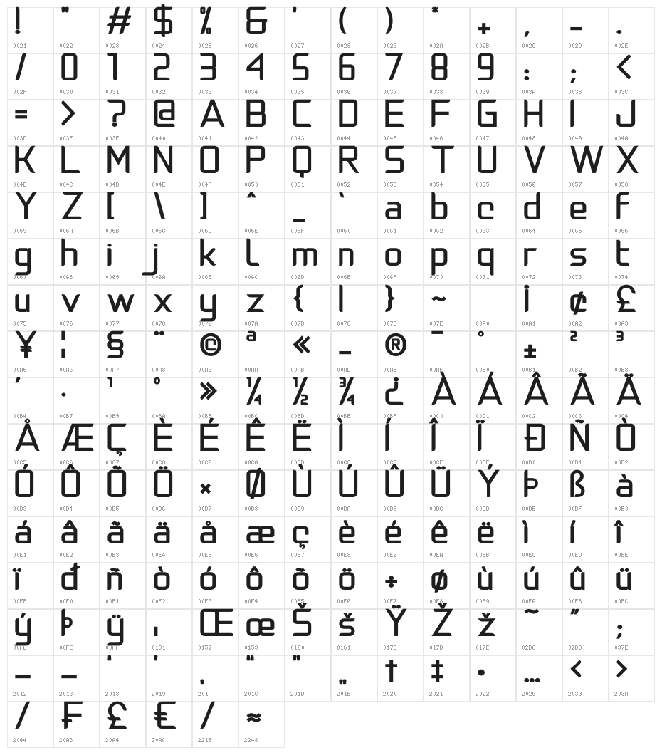 Natalisa Bold Character Map