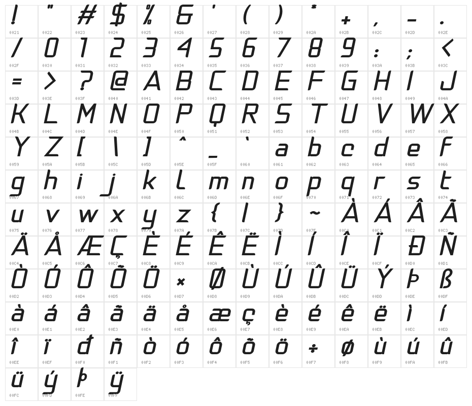 NatalisaBoldItalic Character Map
