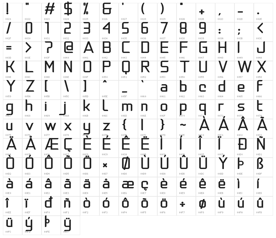 NatalisaBold Character Map