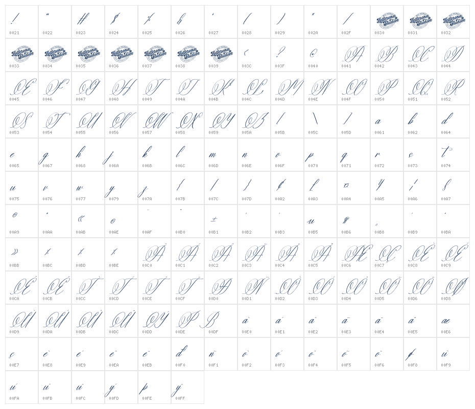 Natassha Sintaleny DEMO VERSION Italic Character Map