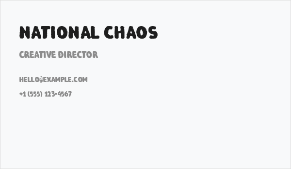 National Chaos Business Card