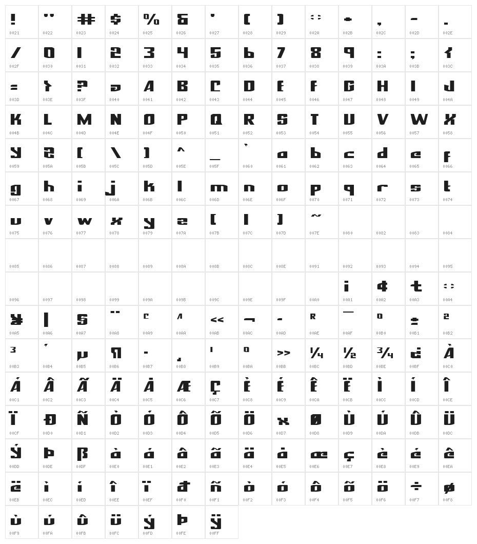 National Express Expanded Character Map