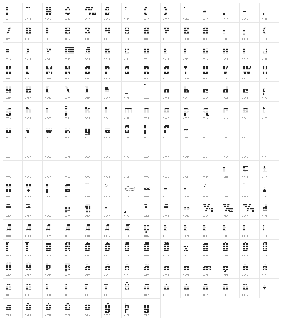 National Express Gradient Character Map