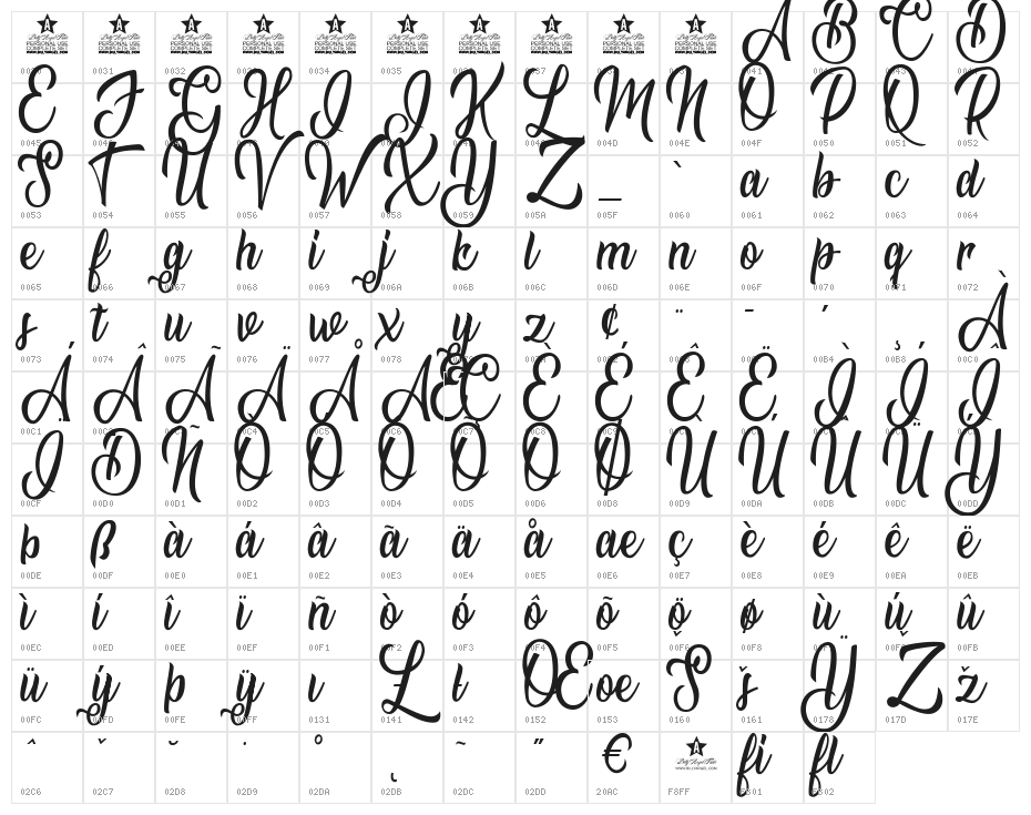 Natural Beauty Personal Use Regular Character Map